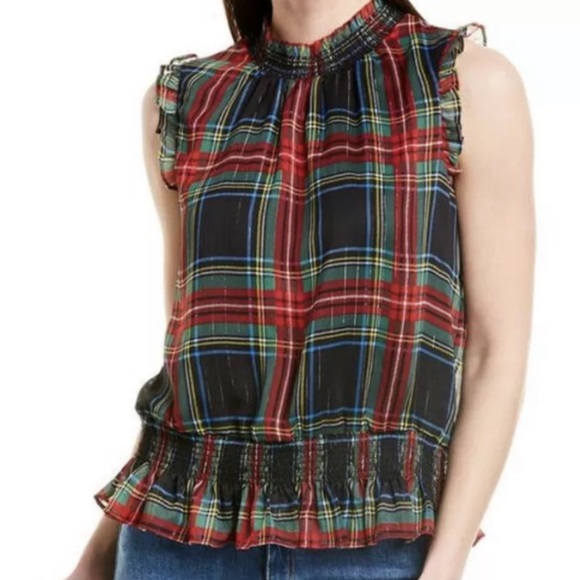 J Crew tartan plaid Sleeveless Mockneck Top size 6 T - Picture 3 of 11